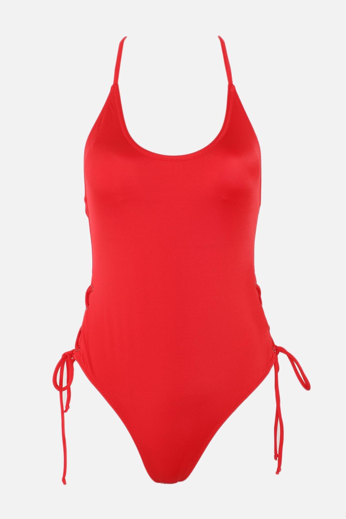 Trendyol - Red Plain Swimsuit