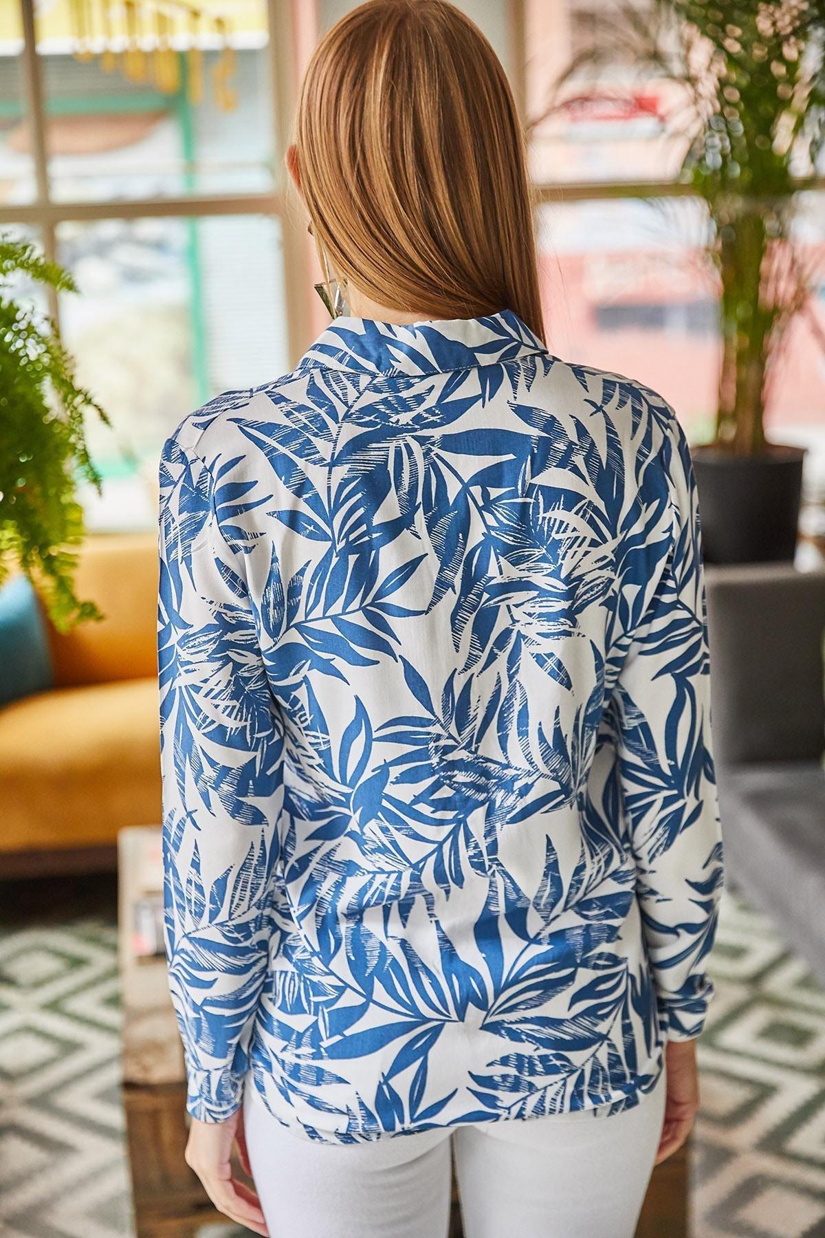 Blue Pattern Woven Viscose Shirt, , large image number 1