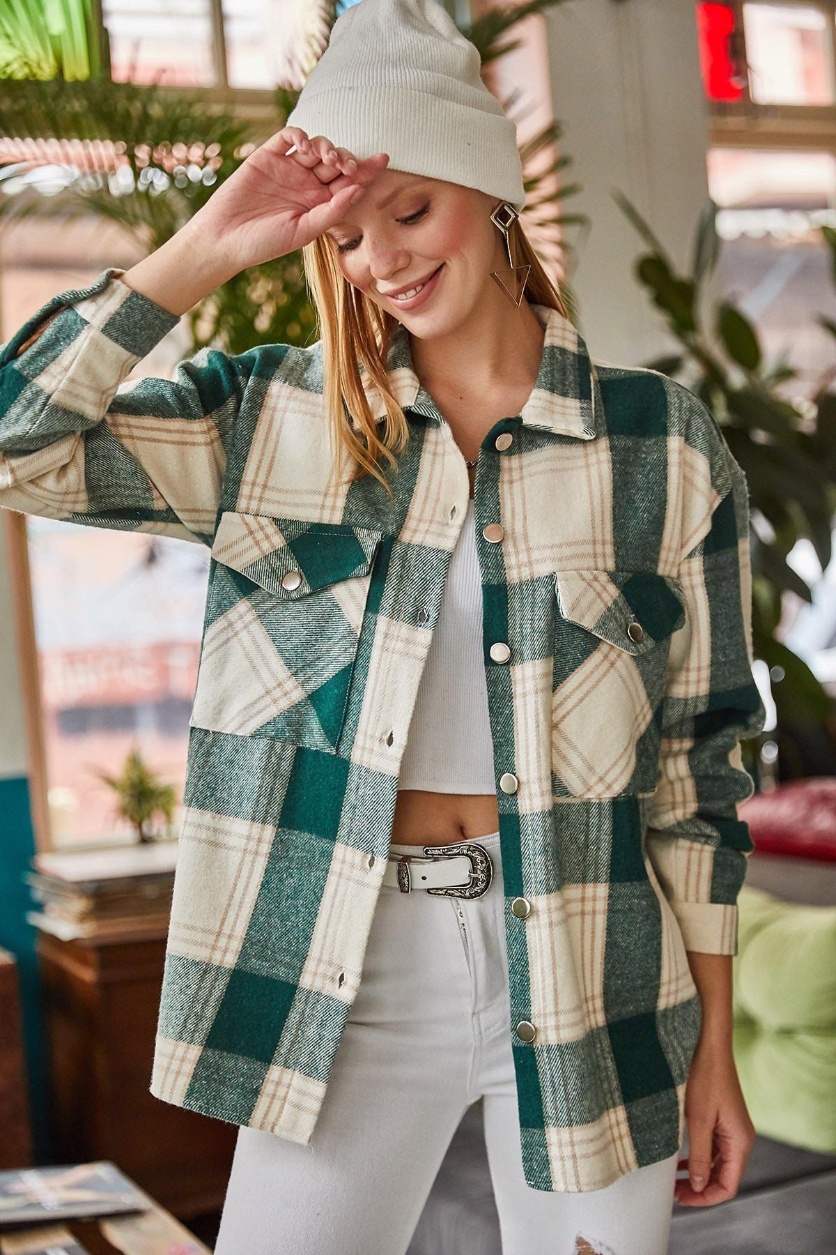 Green Plaid Relaxed Shirt, , large image number 1
