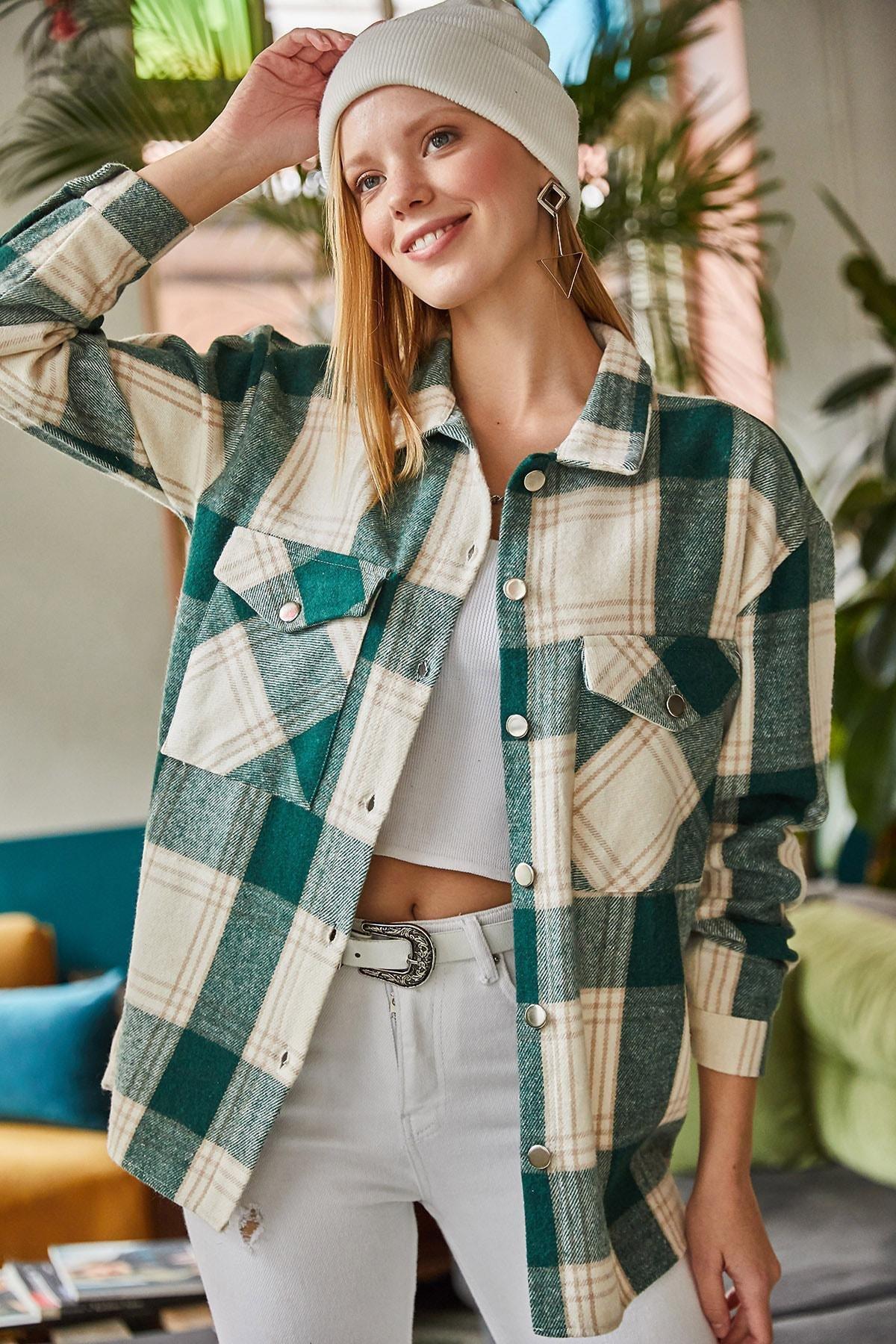Green Plaid Relaxed Shirt, , large image number 4