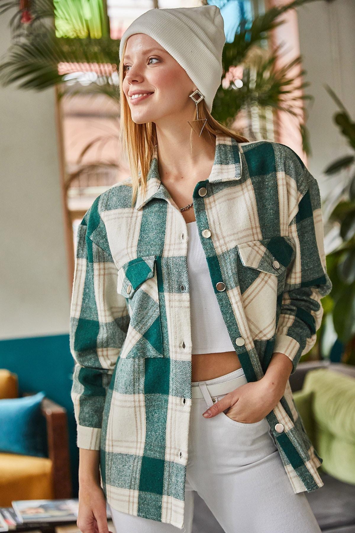 Green Plaid Relaxed Shirt, , large image number 5