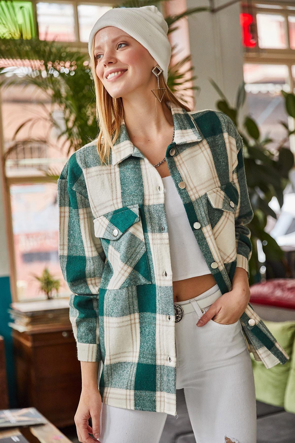 Green Plaid Relaxed Shirt, , large image number 6