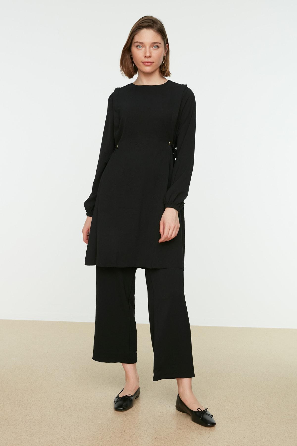 Black Crew Neck High Waist Co-Ord Set, , large image number 0