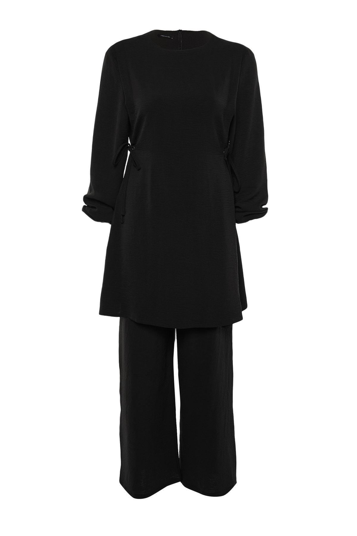 Black Crew Neck High Waist Co-Ord Set, , large image number 6