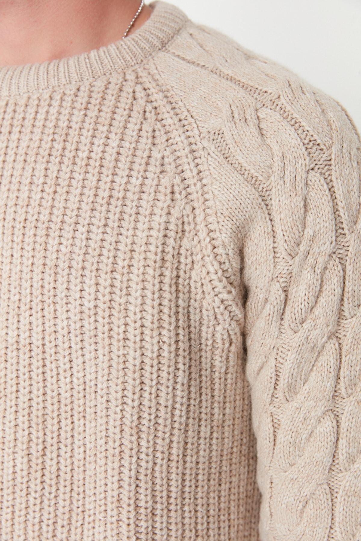 Trendyol - Beige Regular Knitted Sweater <br>