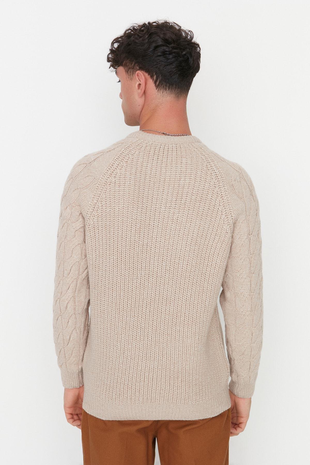 Beige Regular Knitted Sweater, , large image number 4
