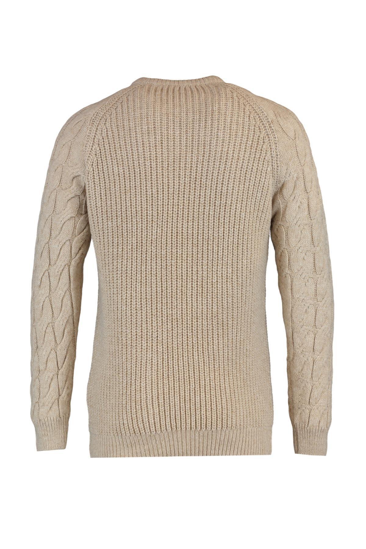 Trendyol - Beige Regular Knitted Sweater <br>