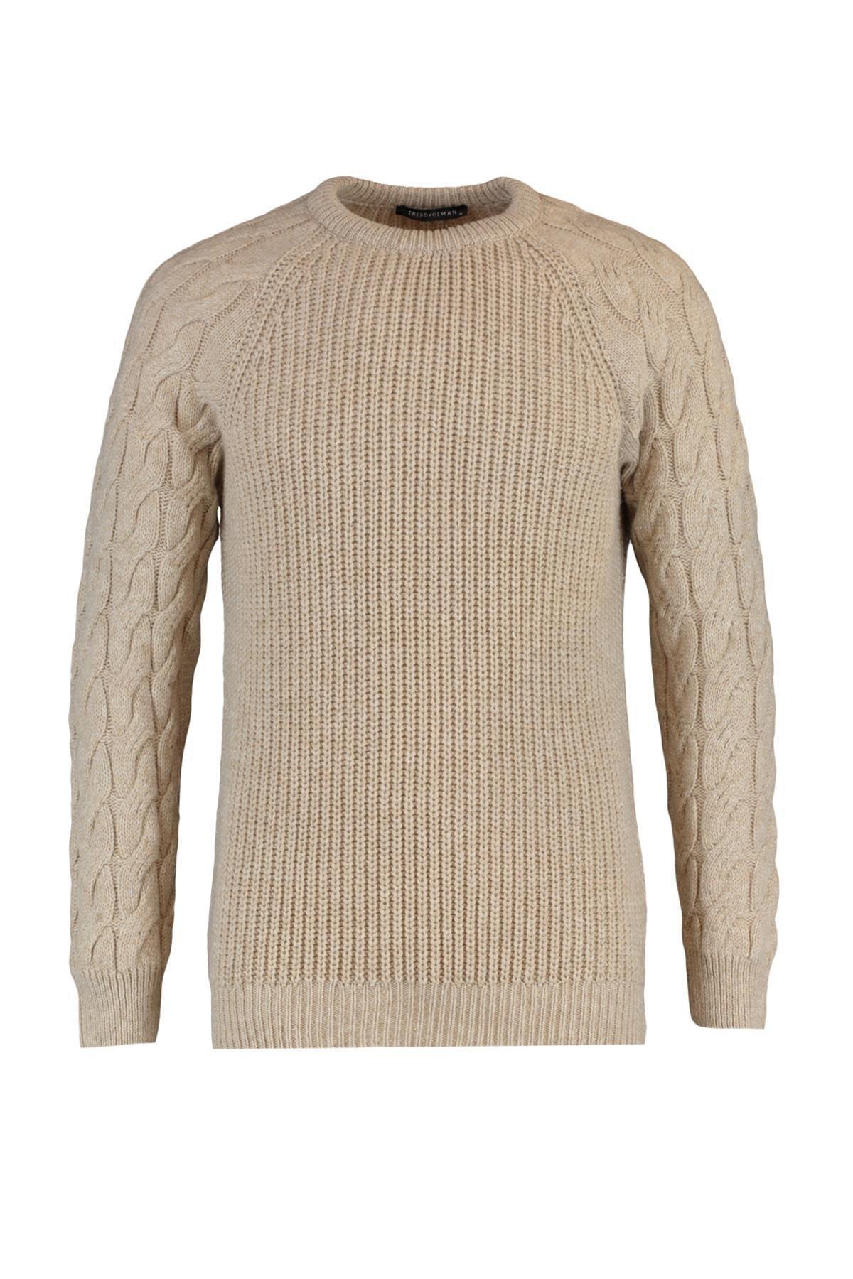 Trendyol - Beige Regular Knitted Sweater <br>