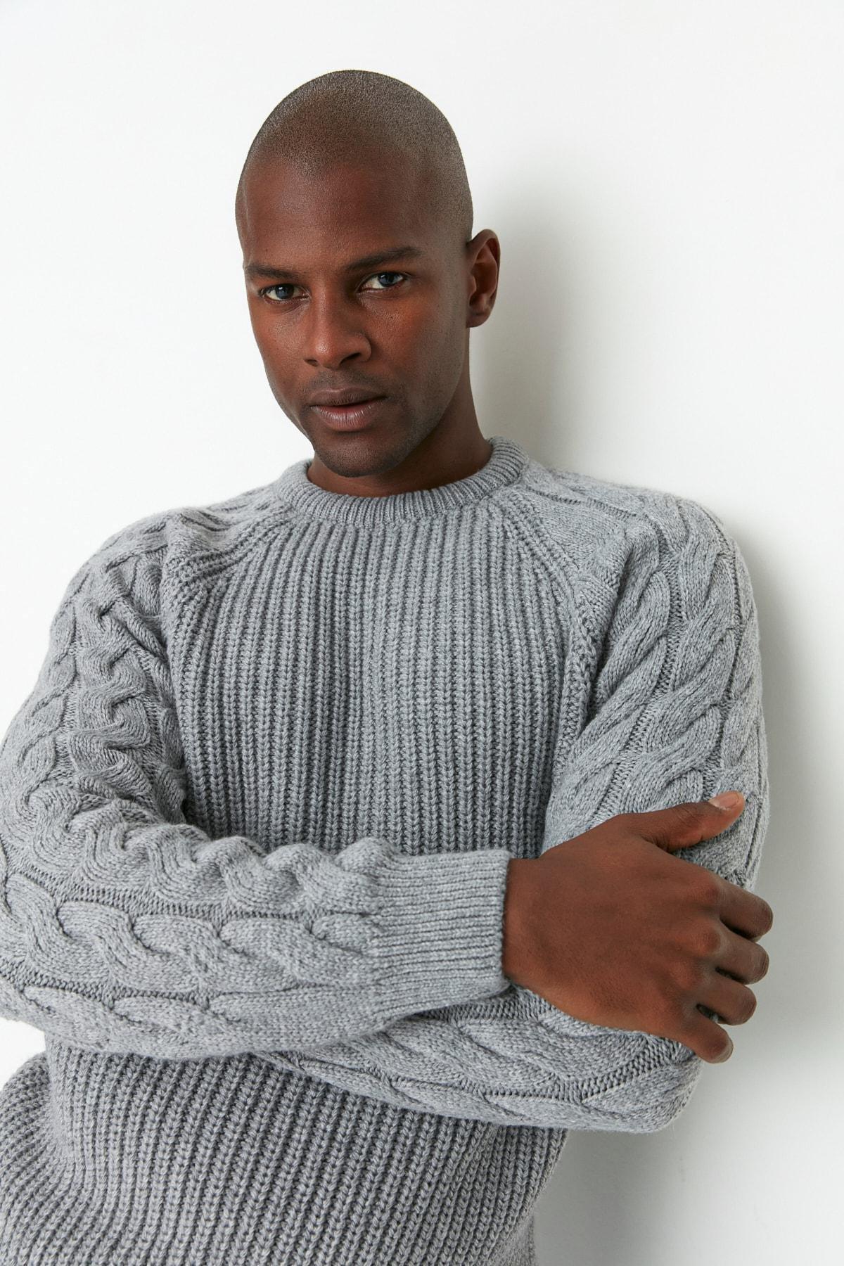 Trendyol - Grey Regular Knitwear Sweater