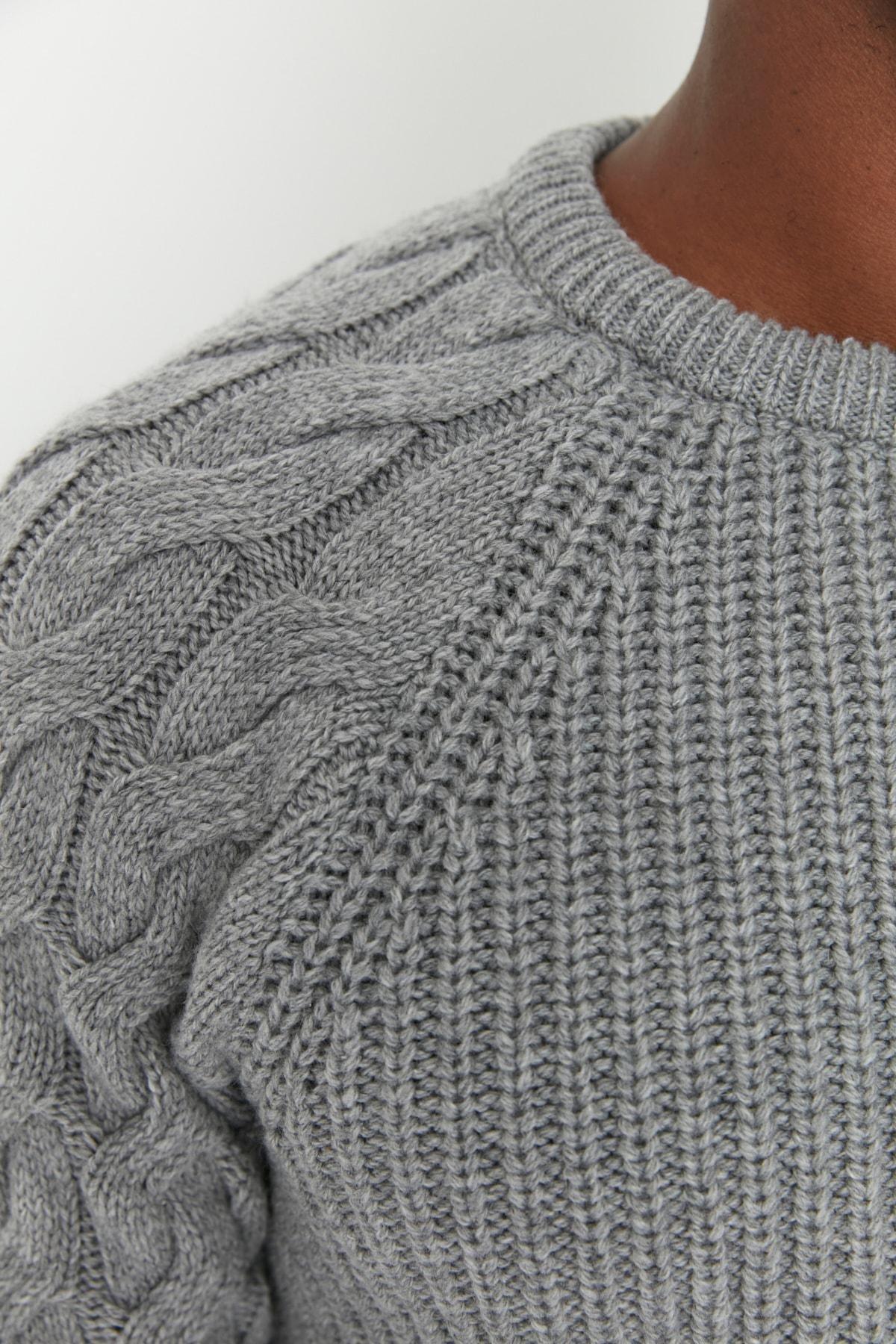 Trendyol - Grey Regular Knitwear Sweater