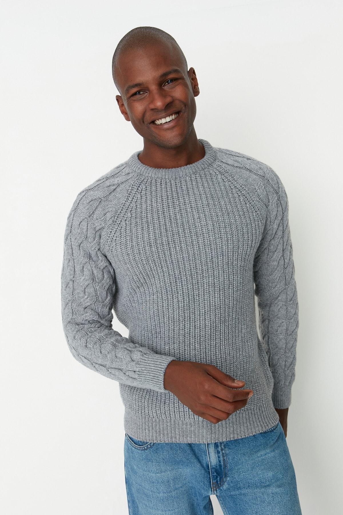 Trendyol - Grey Regular Knitwear Sweater
