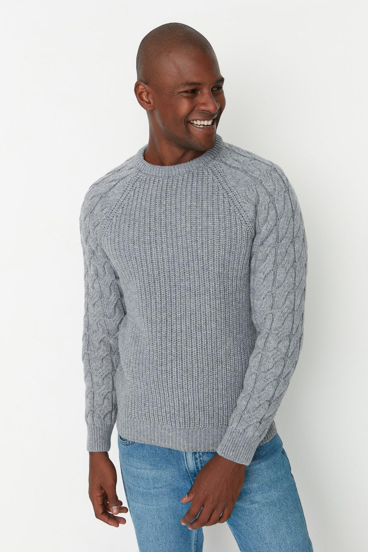 Grey Regular Knitwear Sweater, , large image number 4