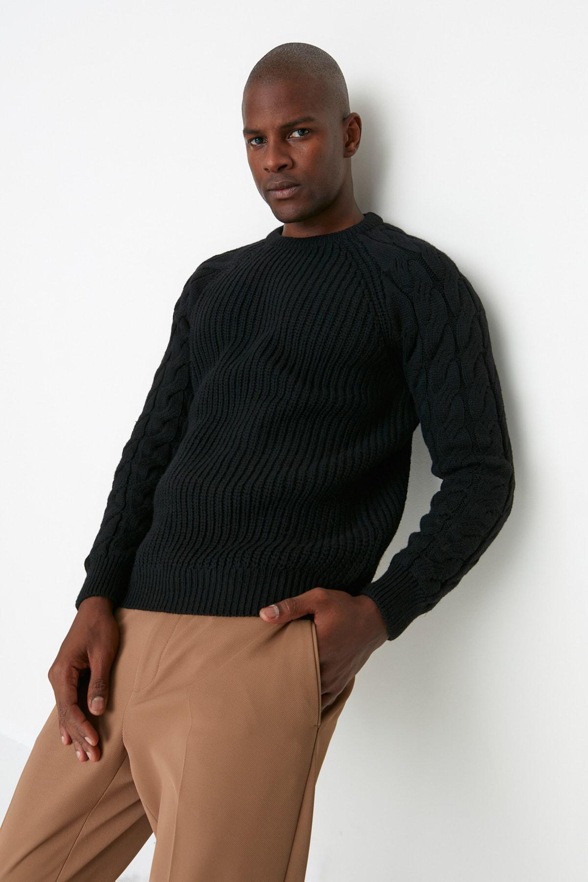 Black Regular Knitwear Sweater, , large image number 0