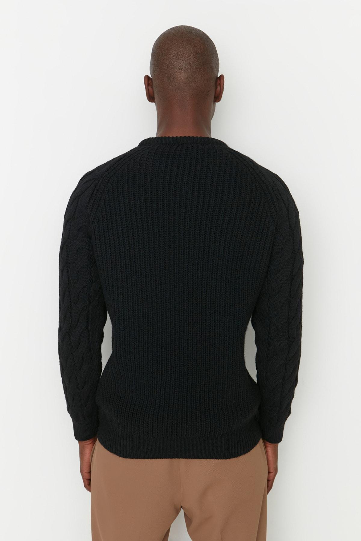 Black Regular Knitwear Sweater, , large image number 3
