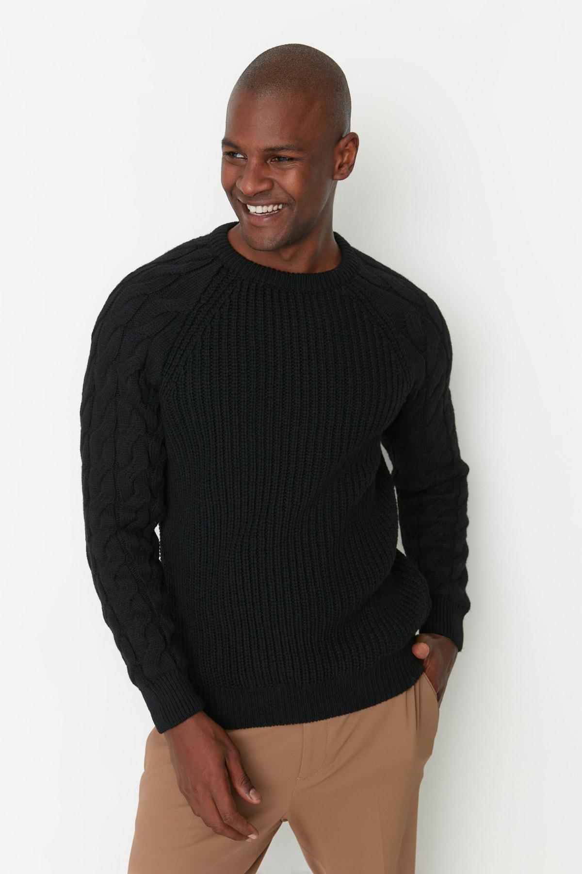 Black Regular Knitwear Sweater, , large image number 5