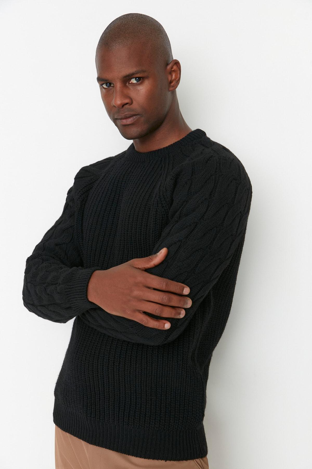 Black Regular Knitwear Sweater, , large image number 7