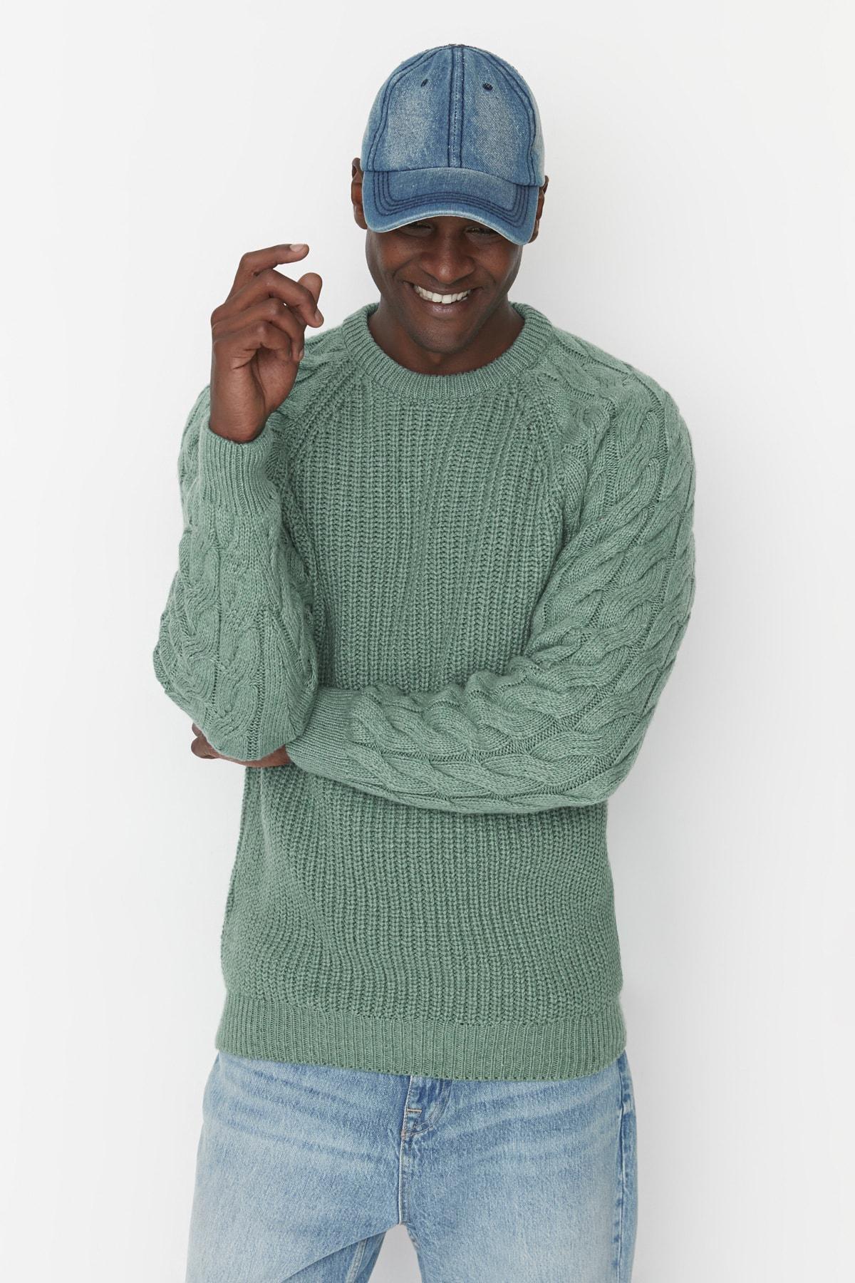 Trendyol - Green Crew Neck Sweater