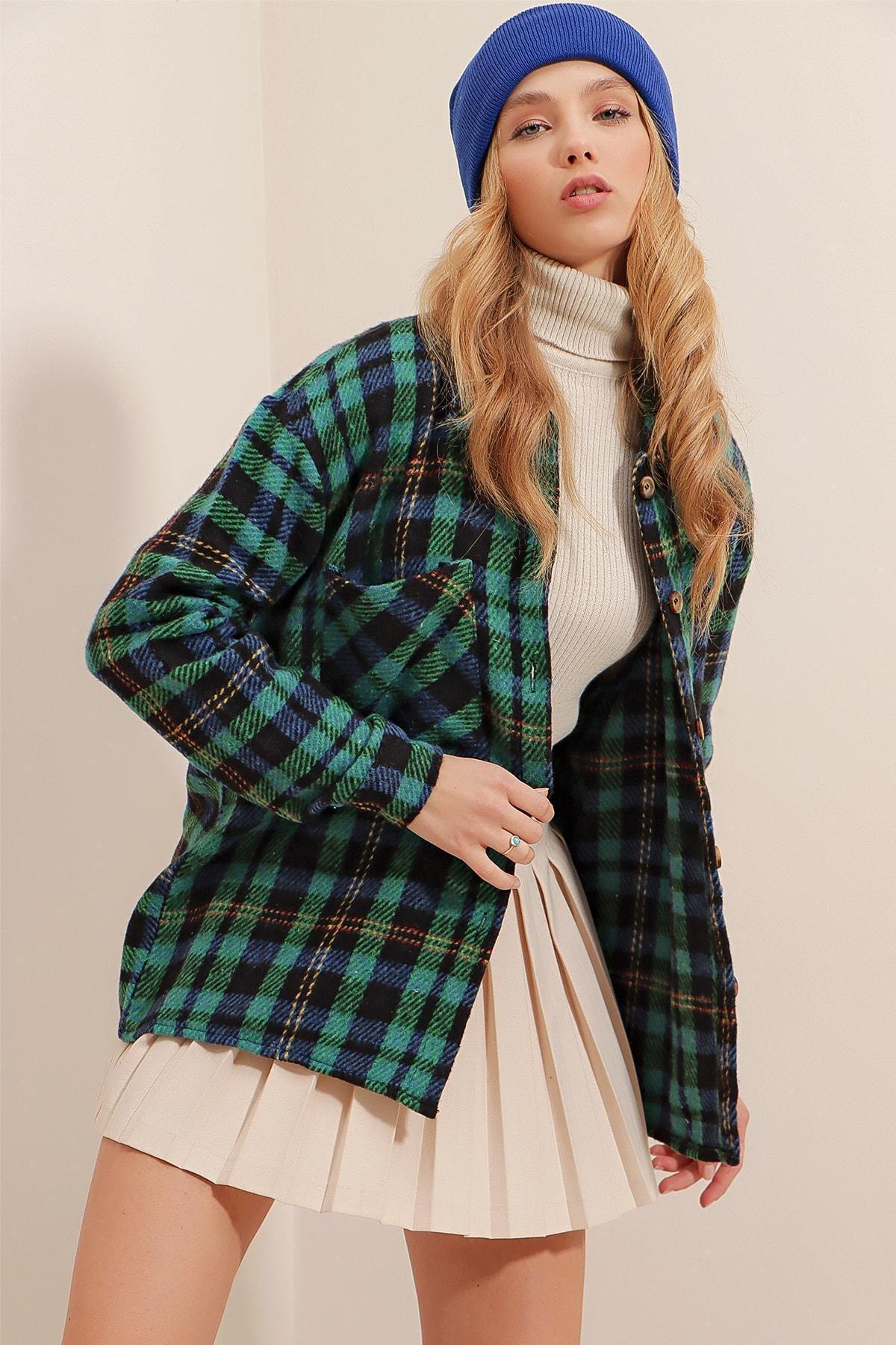 Navy Plaid Oversize Shirt, Dark blue, large image number 3