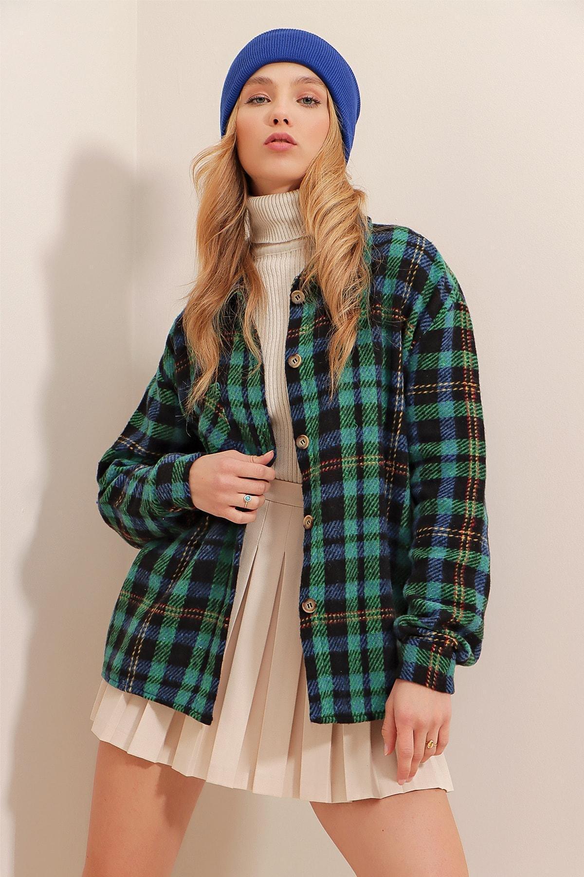 Navy Plaid Oversize Shirt, Dark blue, large image number 5