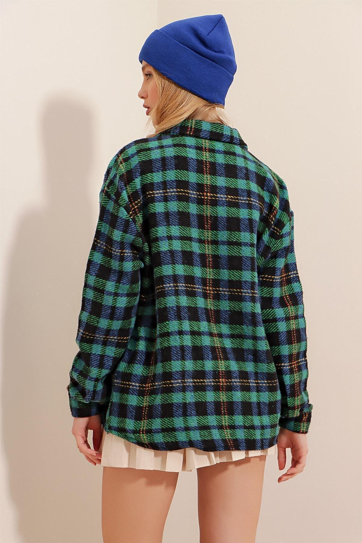 Navy Plaid Oversize Shirt, Dark blue, large image number 7