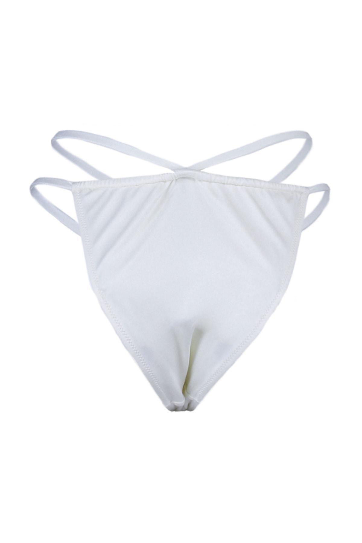 Beige Plain Bikini Bottom, Ecru, large image number 12
