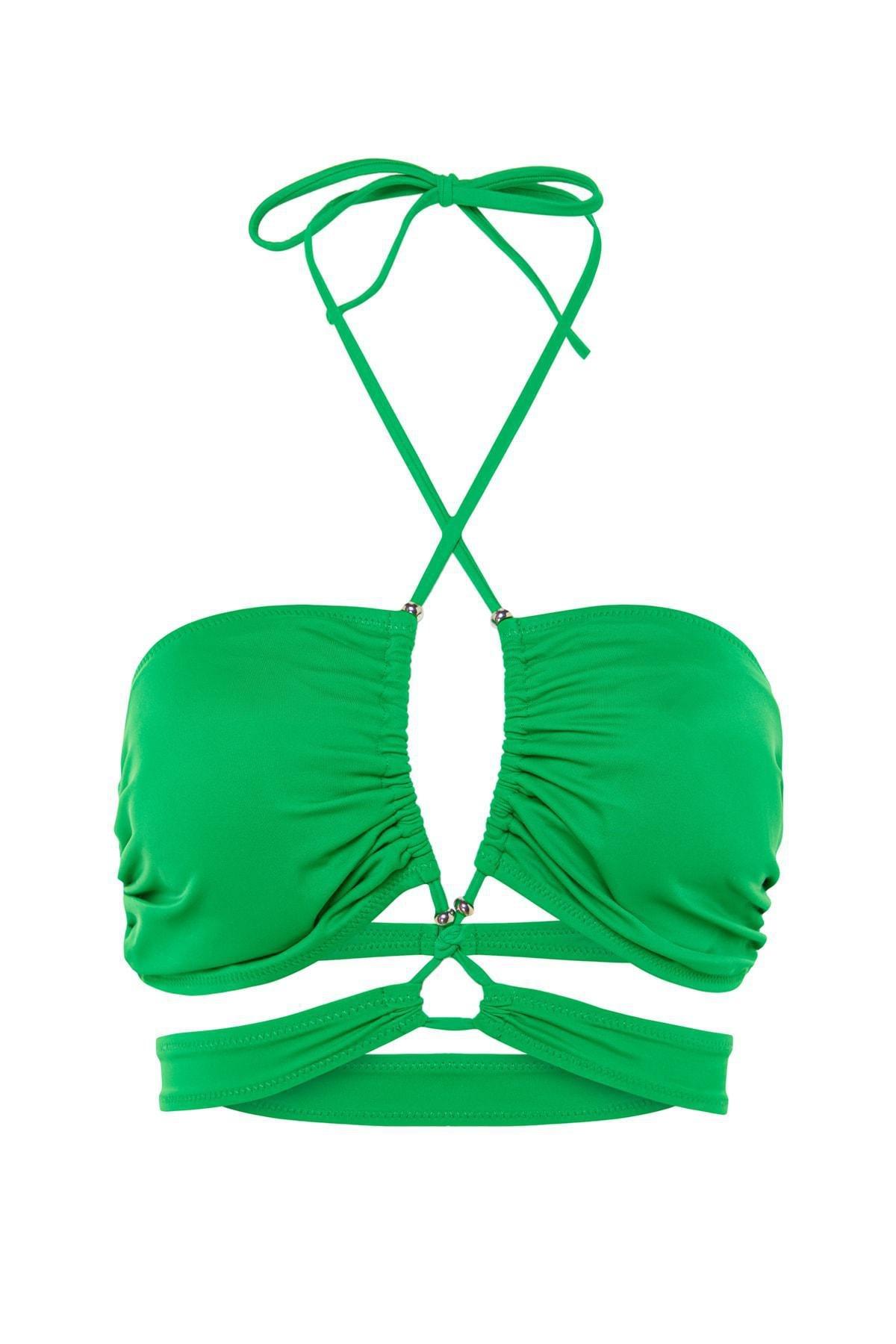 Green Strapless Bikini Top, Green, large image number 2