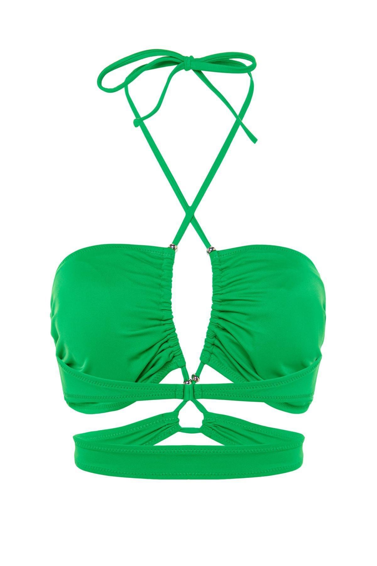 Green Strapless Bikini Top, Green, large image number 9