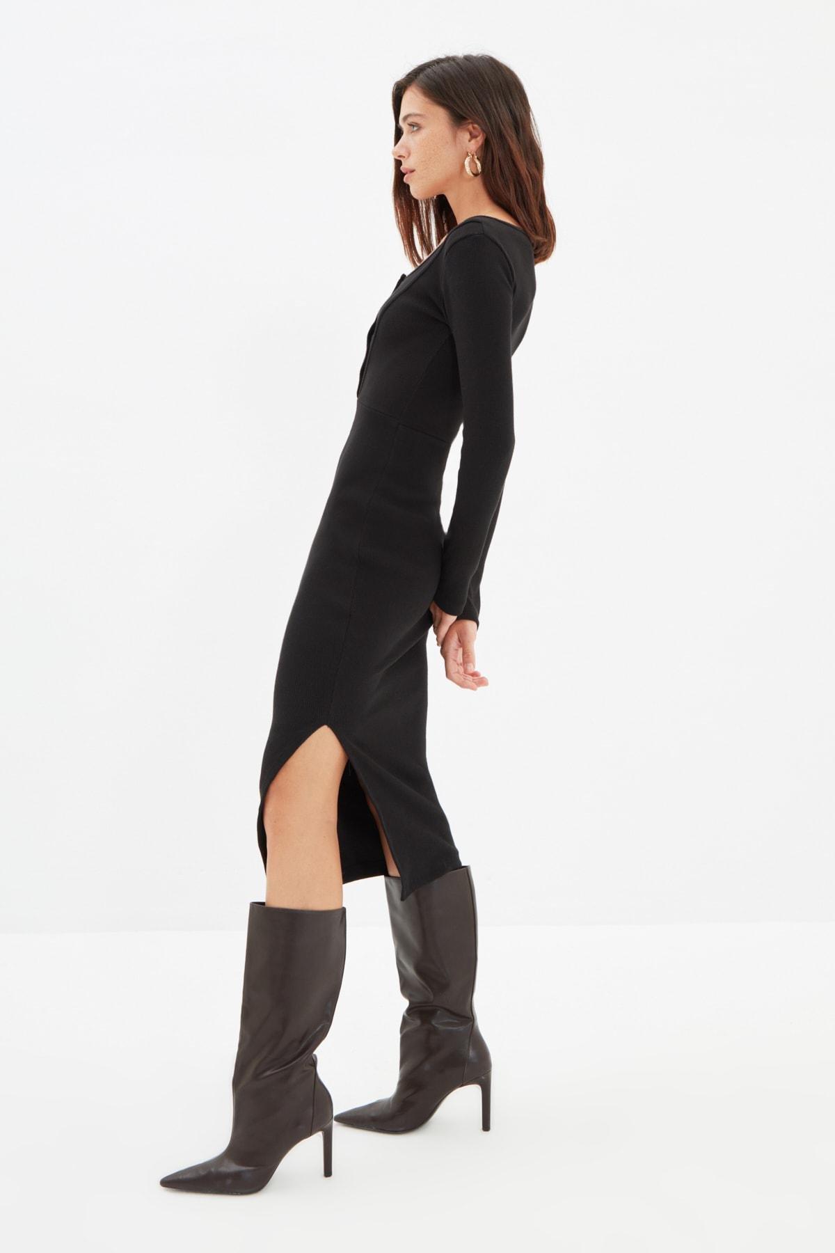 Black Bodycon Scoop Neck Dress, , large image number 1