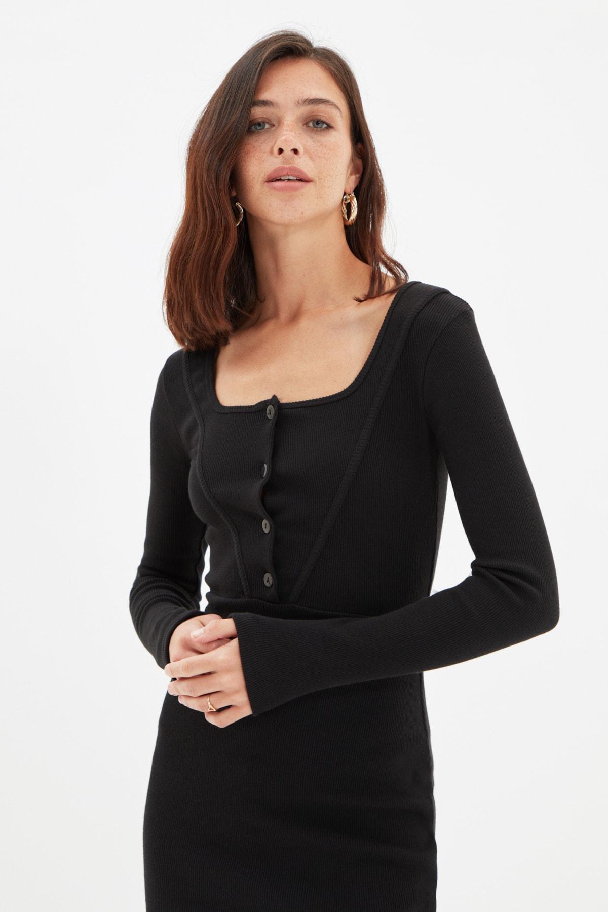 Black Bodycon Scoop Neck Dress, , large image number 2