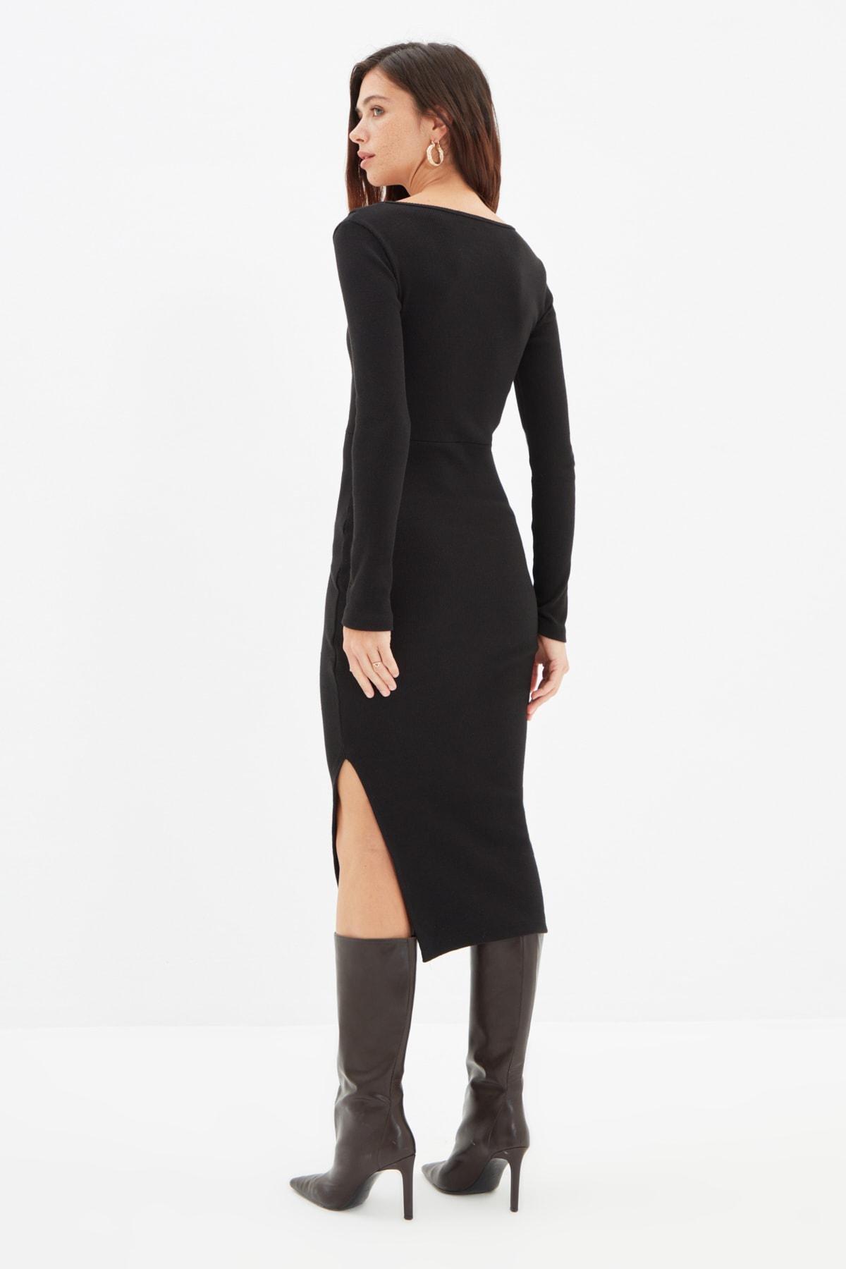 Black Bodycon Scoop Neck Dress, , large image number 4