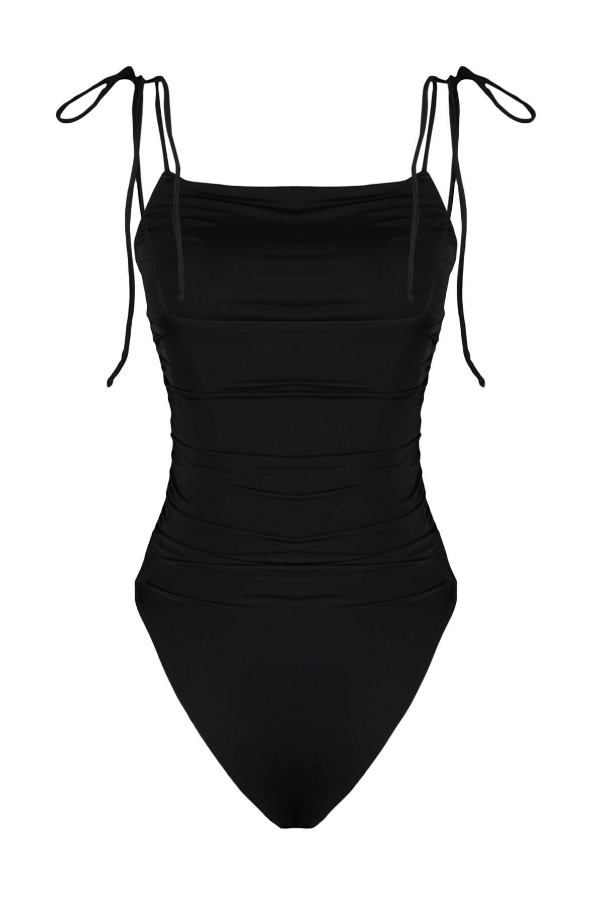 Black Plain Swimsuit, , large image number 6