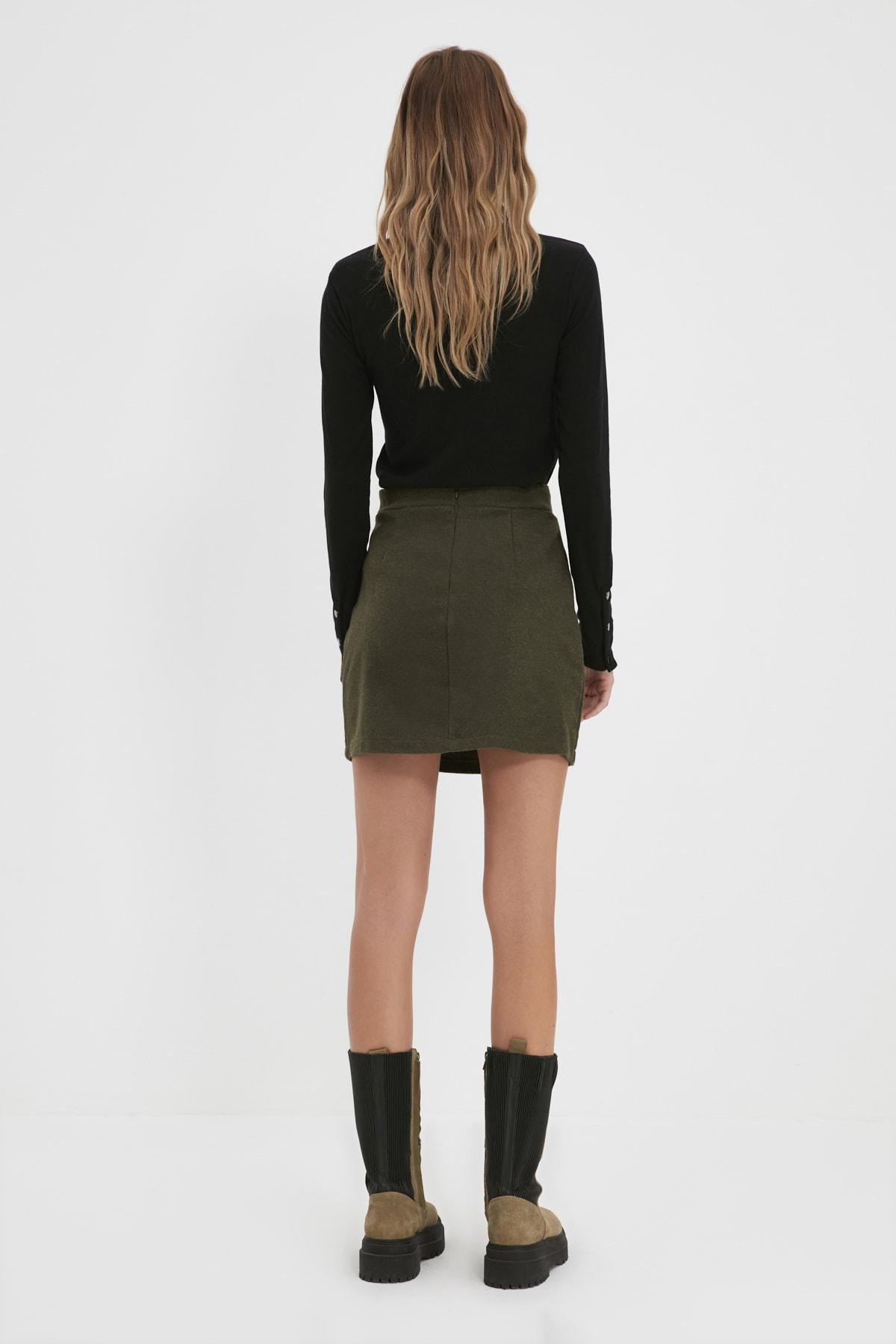 Trendyol - Green A Line Mini High Waist Skirt