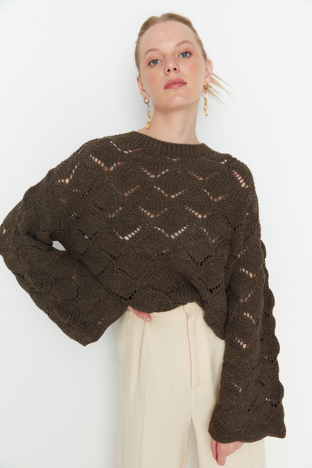 Brown Crew Neck Sweater, , large image number 0