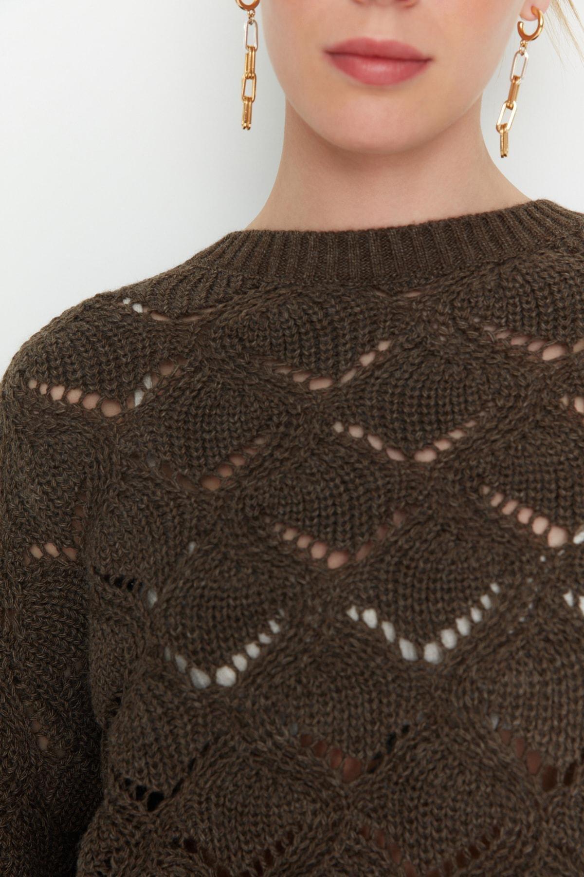 Trendyol - Brown Crew Neck Sweater