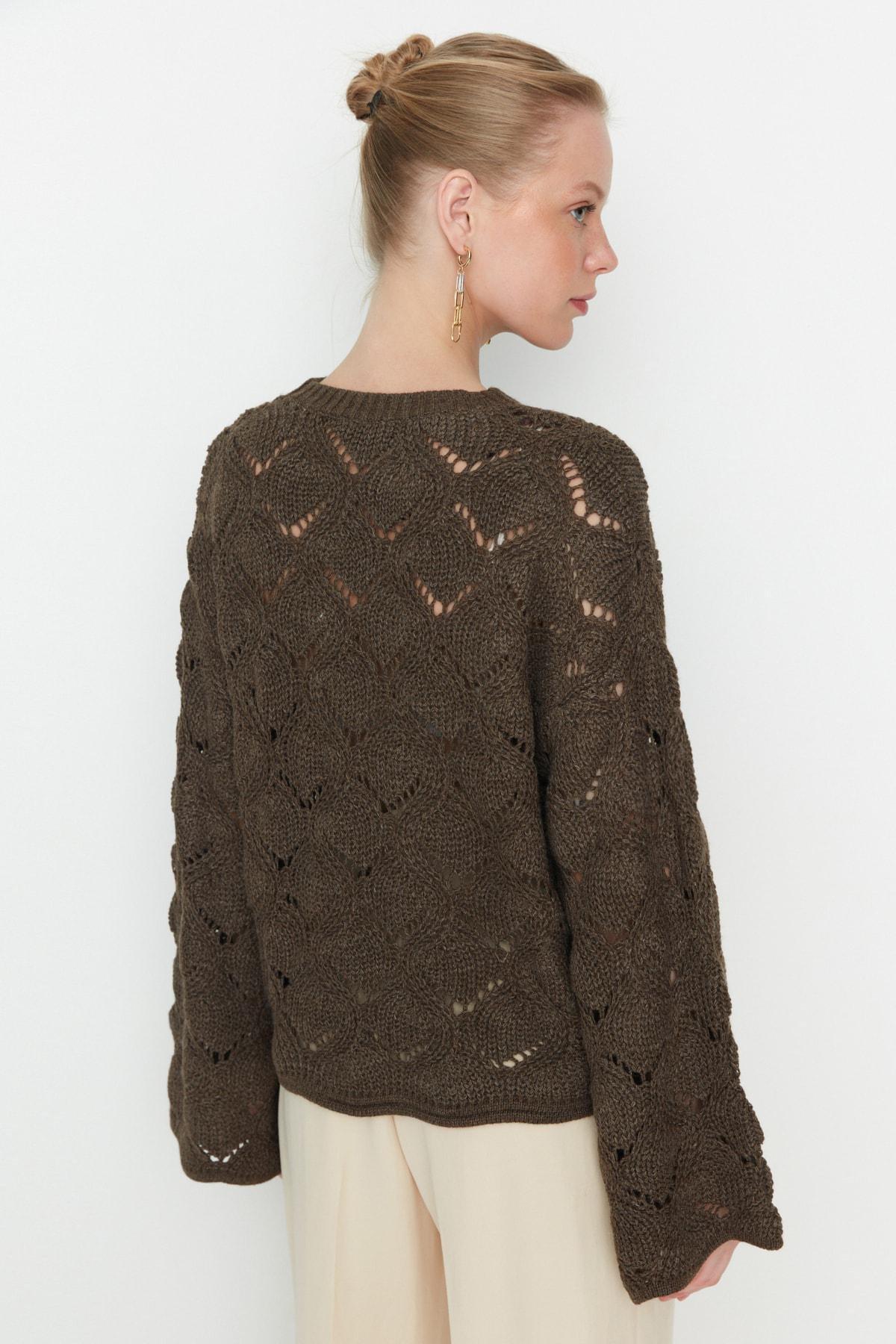 Trendyol - Brown Crew Neck Sweater