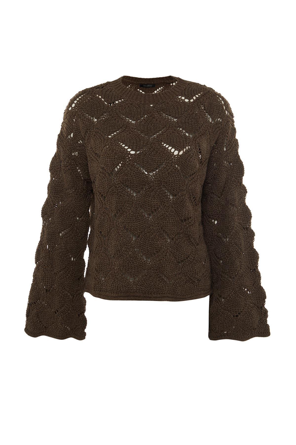 Trendyol - Brown Crew Neck Sweater