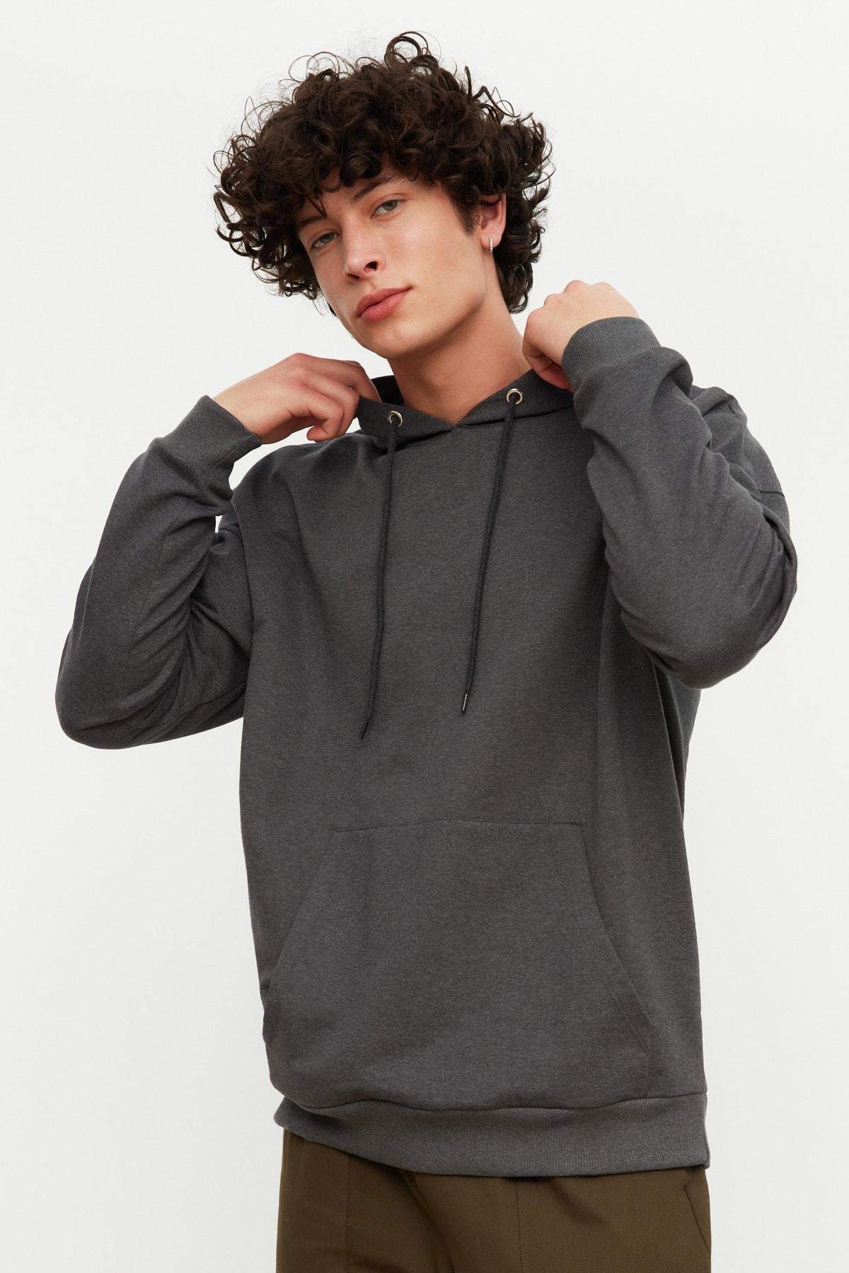 Trendyol - Grey Oversize Sweatshirt
