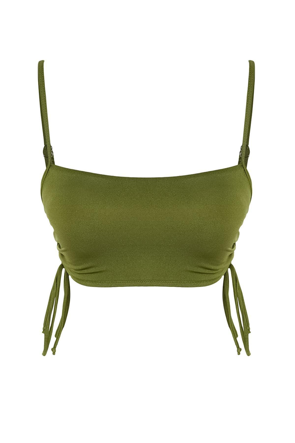 Khaki Strapless Tunnel Bikini Top, , large image number 4