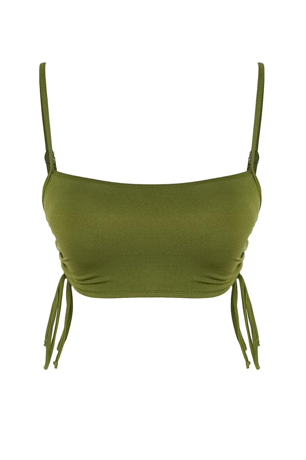 Trendyol - Khaki Strapless Tunnel Bikini Top