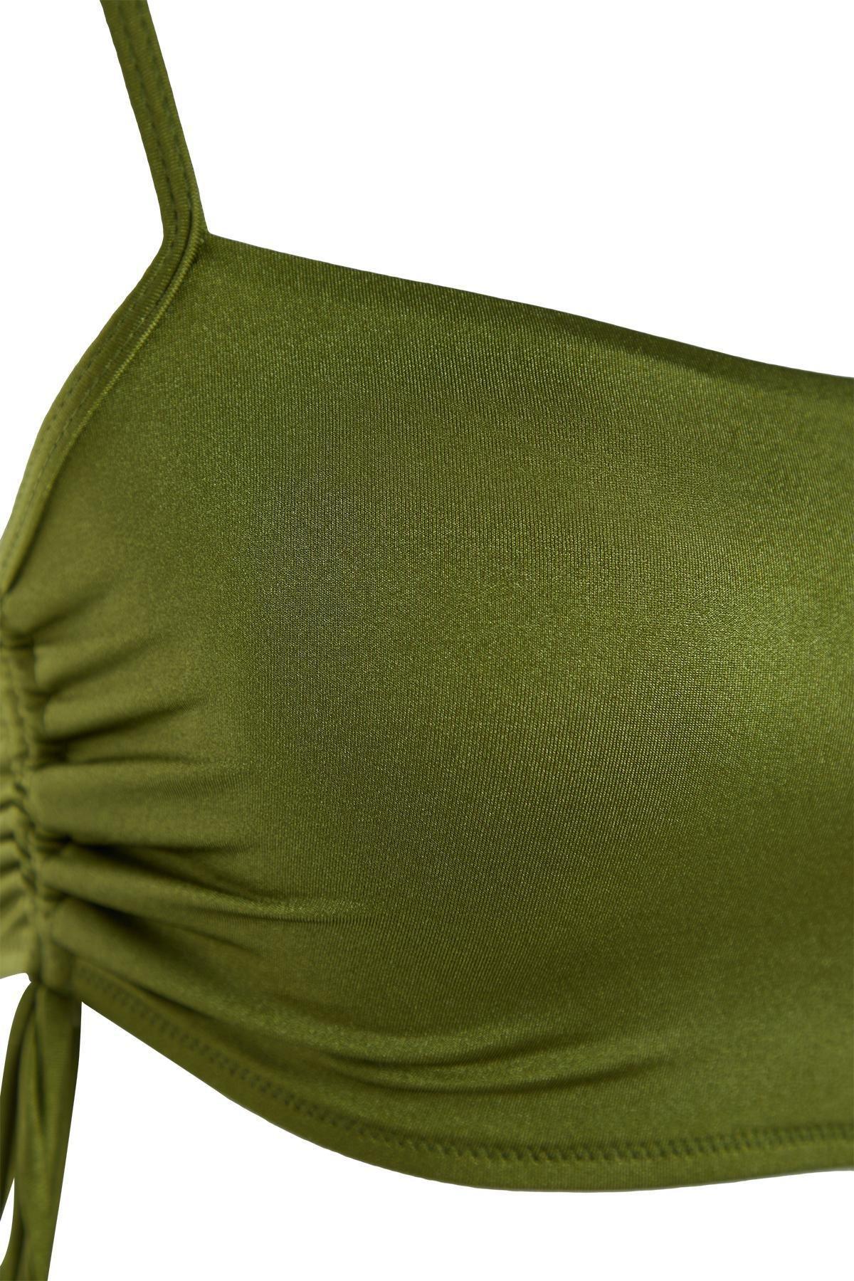 Khaki Strapless Tunnel Bikini Top, , large image number 5