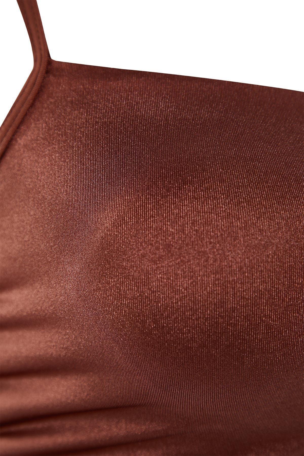 قطعة بيكيني علوية بدون حمالات، بني, Brown, large image number 5