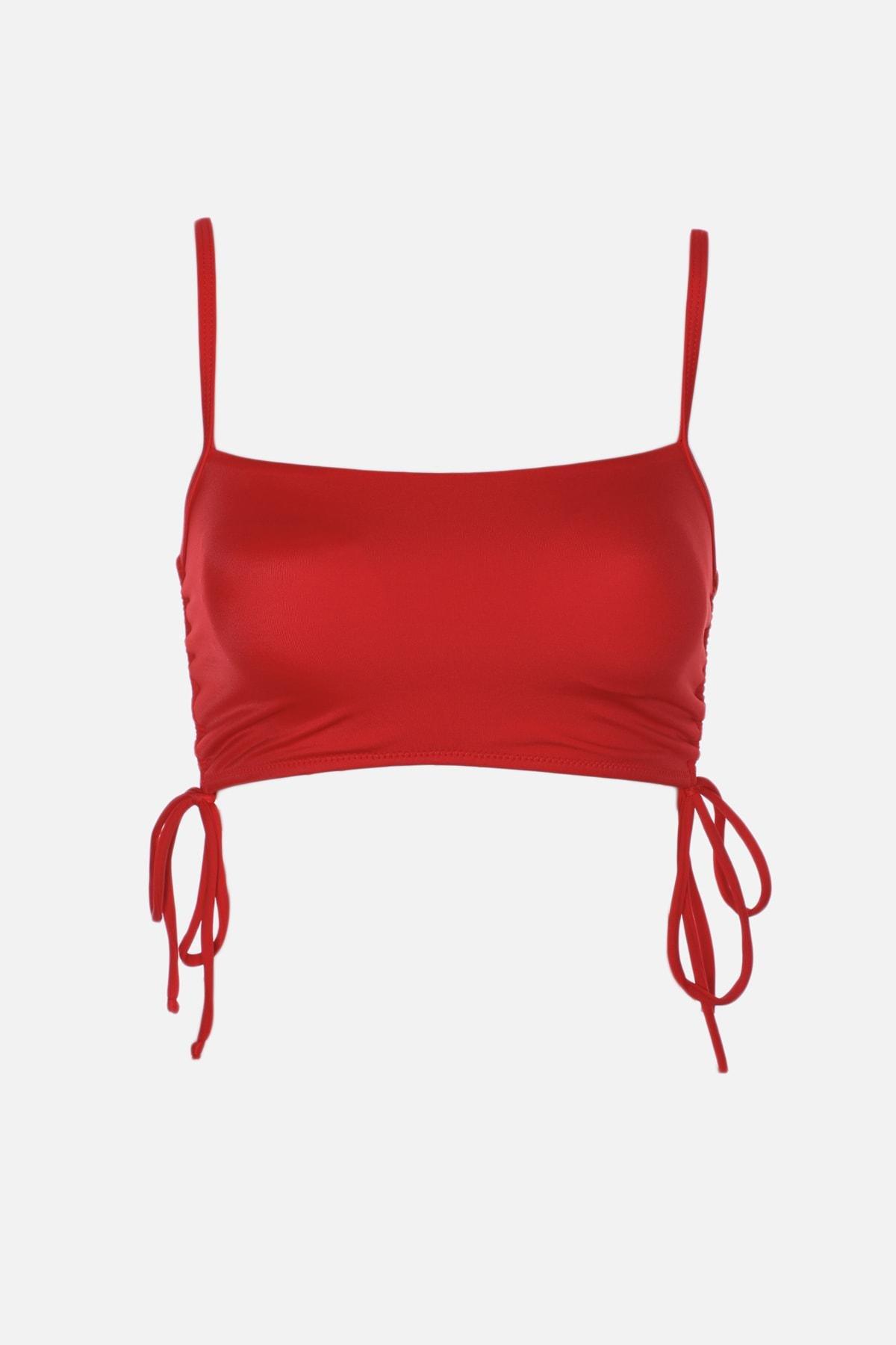 Red Plain Bandeau Bikini Top, , large image number 5