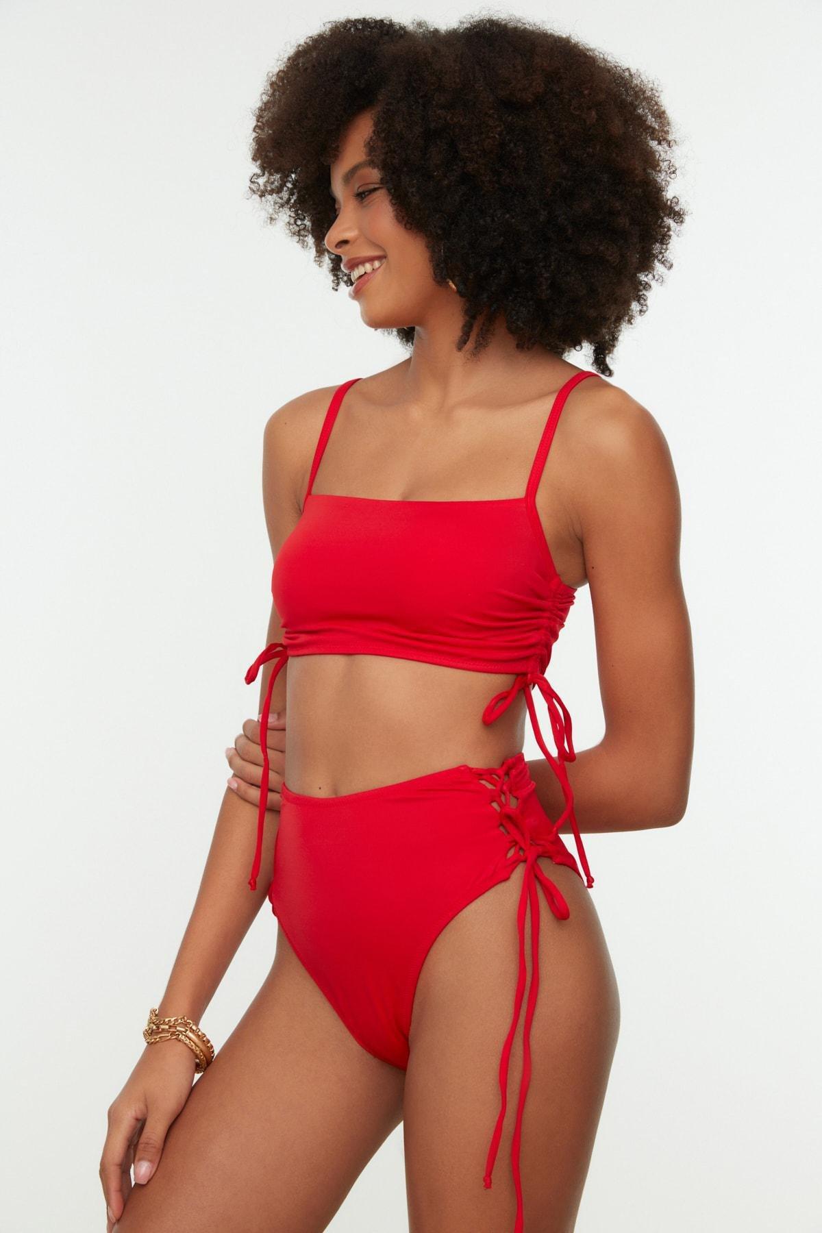 Red Plain Bikini Bottom, , large image number 0