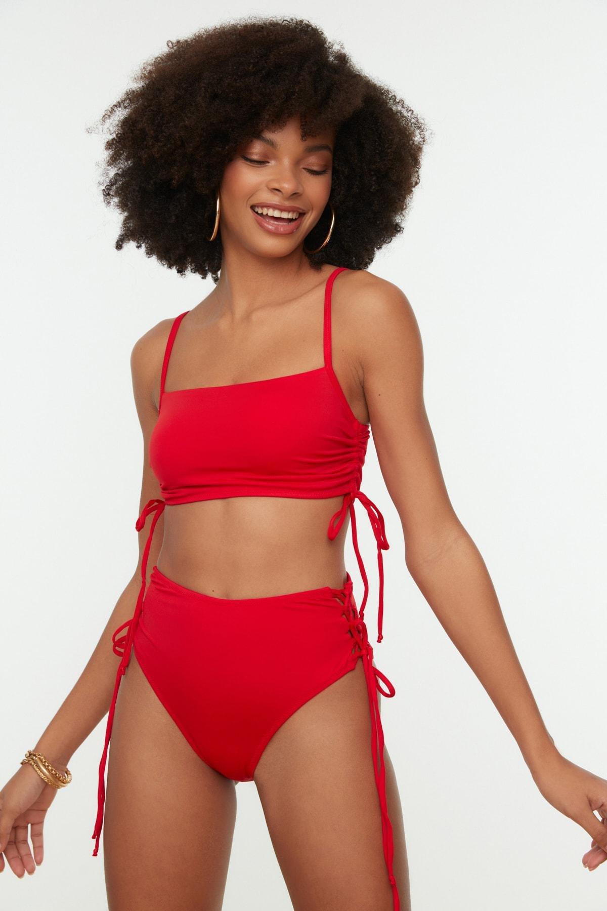 Red Plain Bikini Bottom, , large image number 1