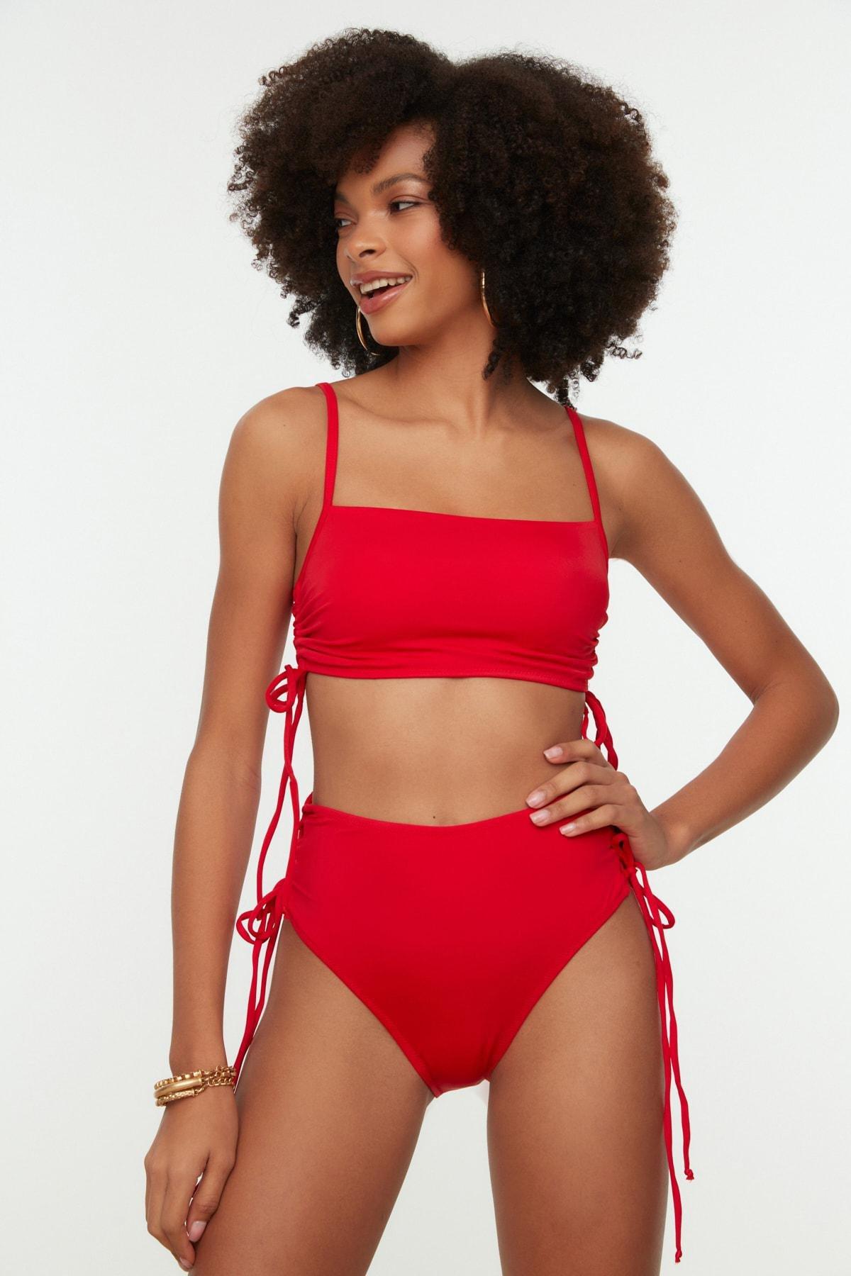 Red Plain Bikini Bottom, , large image number 3