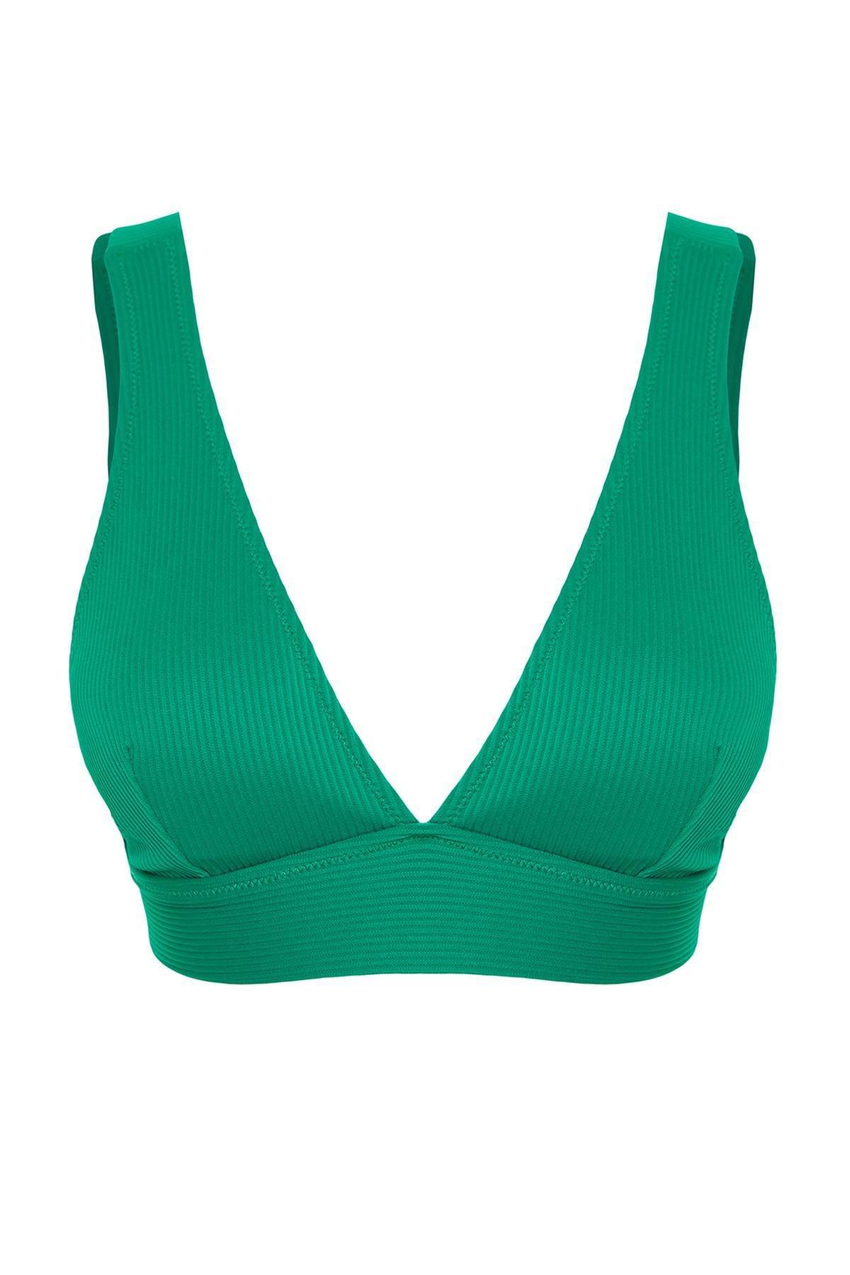 Green Triangle Textured Bikini Top, , large image number 4