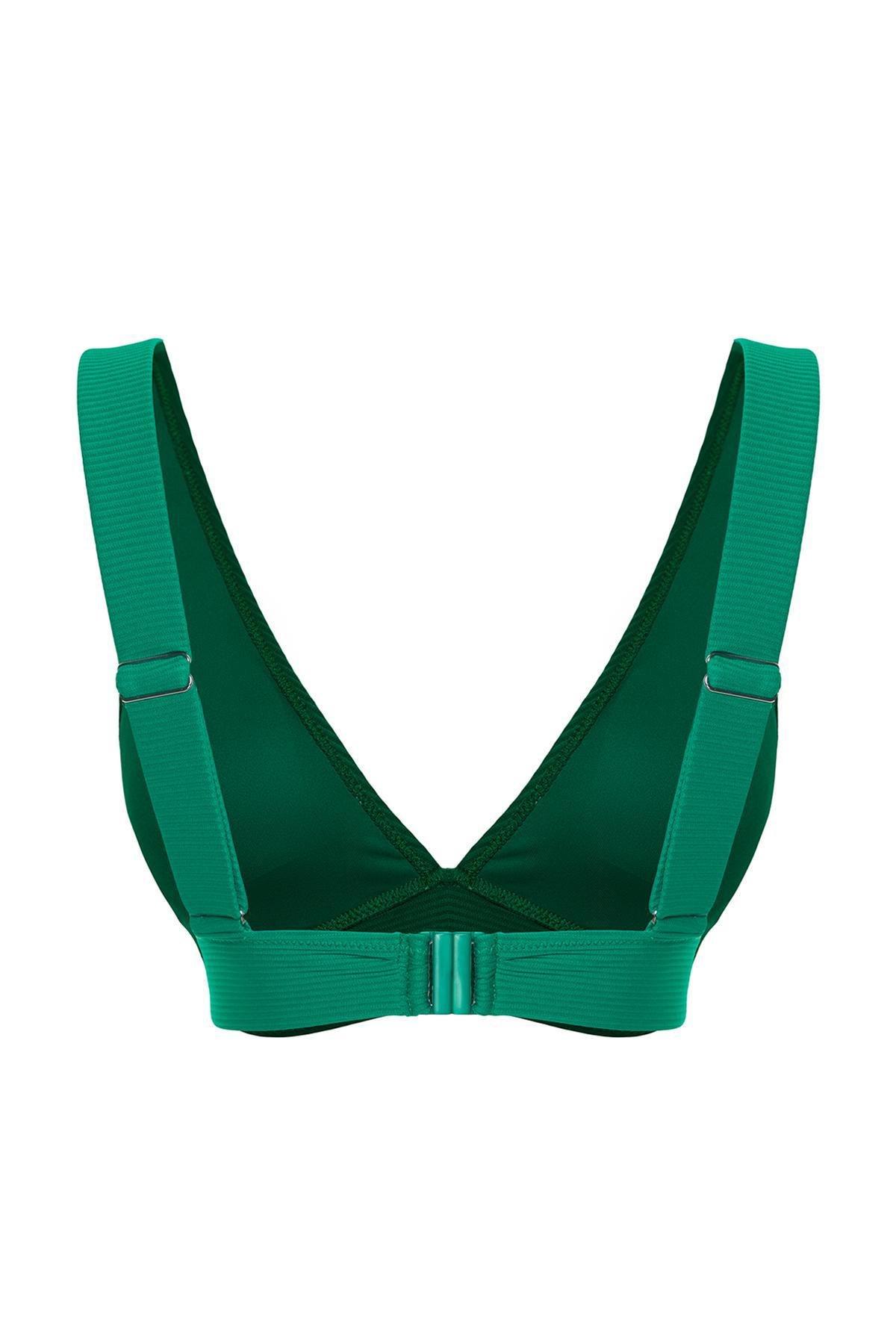 Green Triangle Textured Bikini Top, , large image number 5