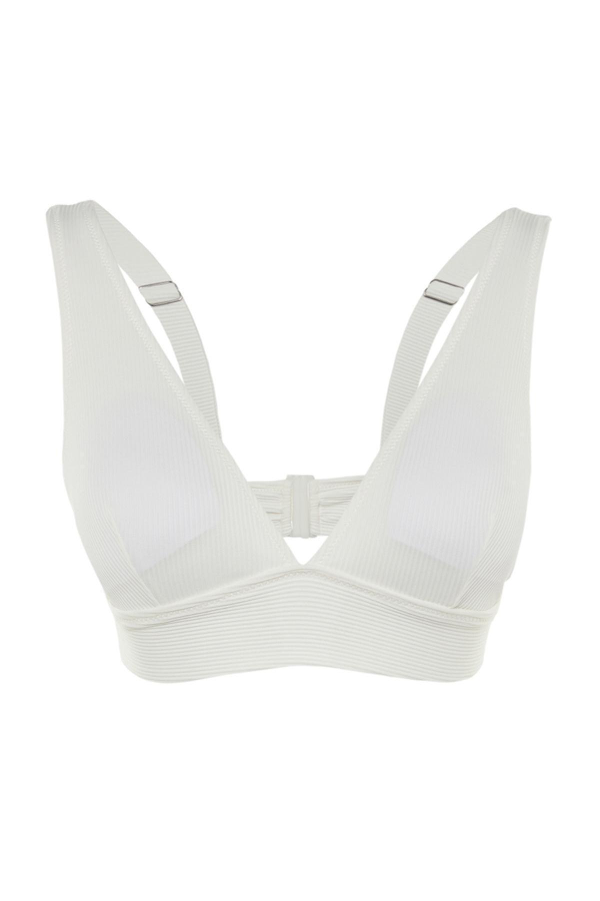White Triangle Bikini Top, Ecru, large image number 4