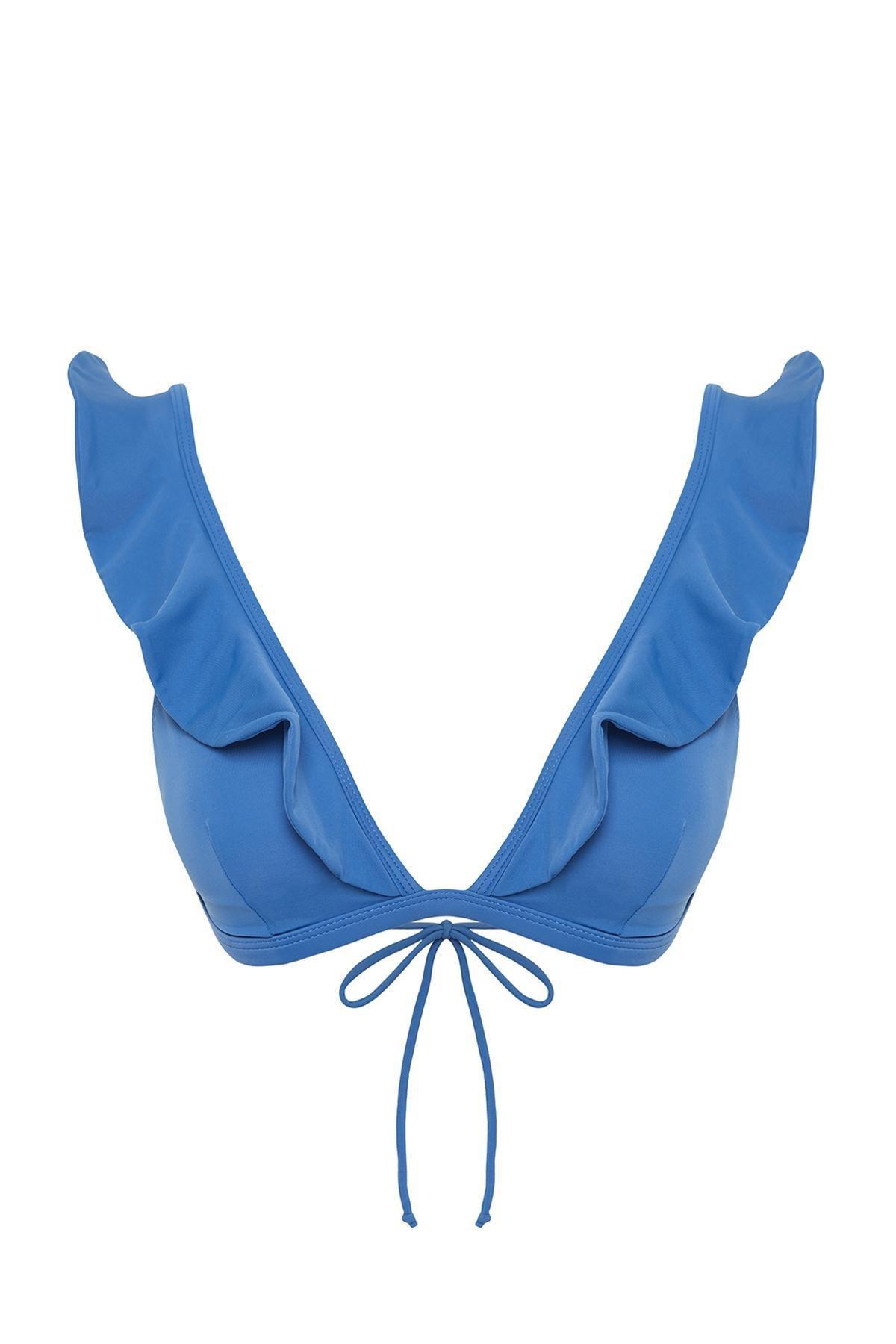 Trendyol - Blue Trinagle Bikini Top