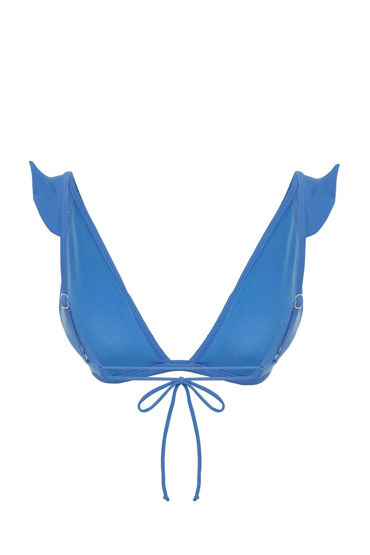 Trendyol - Blue Trinagle Bikini Top